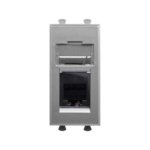 Телефонная розетка RJ-12 модульная, "Avanti", " Закаленная сталь", 1модуль DKC