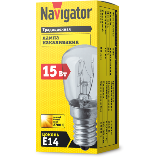 Лампа накаливания 15W Е14 230В Navigator