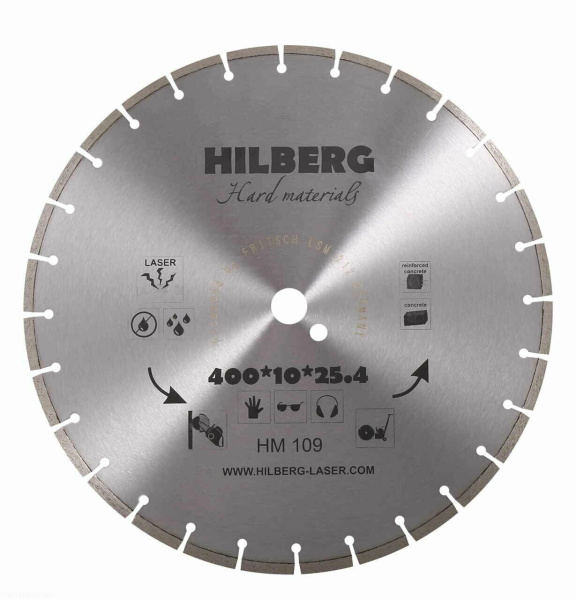 Диск алмазный отрезной 400*25,4*12 Hard Materials Лазер HM109 Hilberg