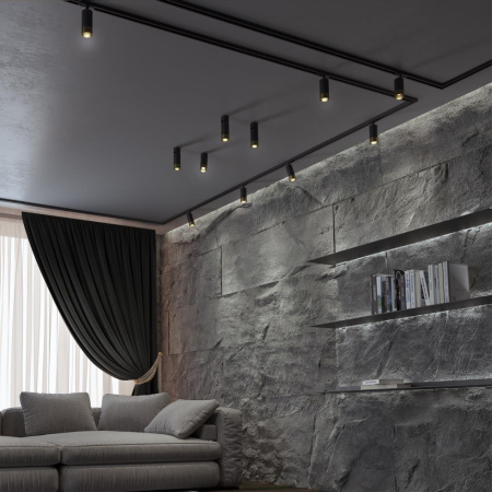 Св-к трековый однофазный двухжильный IP20 GU10 9W 220V SLIM черный/золото NOVOTECH