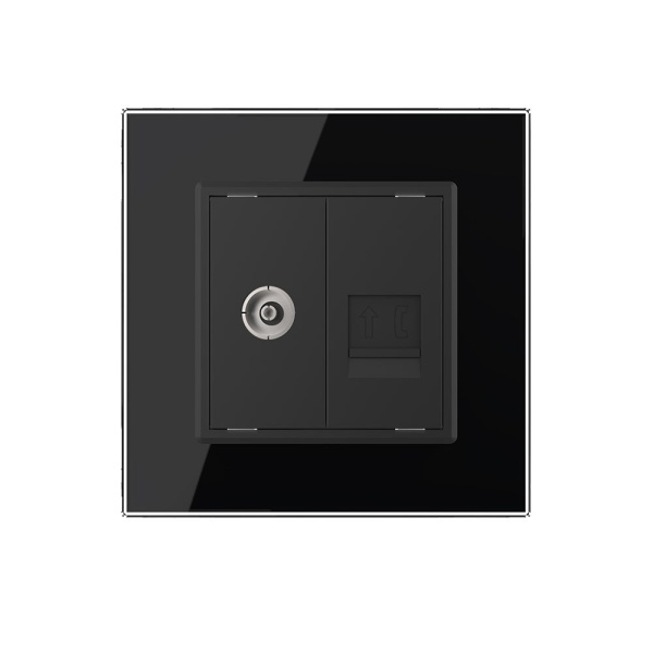 Розетка ТВ/ТЛФ Черная Livolo