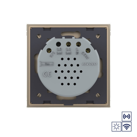 Сенсорный импульсный радиоуправляемый выключатель сухой контакт 1 клавиша 1 модуль Золотой Livolo