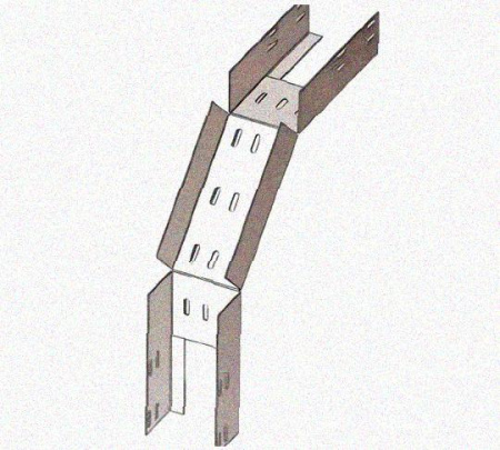 Лоток перфорированный КС 100х100-90 У3 для поворота трассы вниз на 90, окрашенный, S1,0