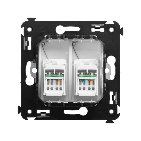 Компьютерная розетка RJ-45 в стену, кат.5e двойная, "Avanti", "Белое облако" DKC