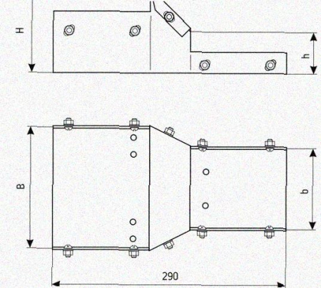 Лоток переходной замковый ЛПЗ 100х110-50х50 УХЛ1, горячее цинкование, S1,5