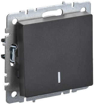 BRITE Выключатель одноклавишный проходной с индикацией 10А ВС10-1-7-БрЧ черный IEK