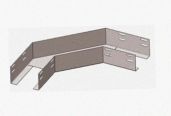 Лоток угловой глухой КГГ 200х80-135 УТ1,5 поворот на 135, оцинкованный лист S1,5