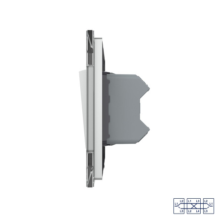 Двухклавишный перекрестный механический выключатель 1 пост, цвет серый Livolo