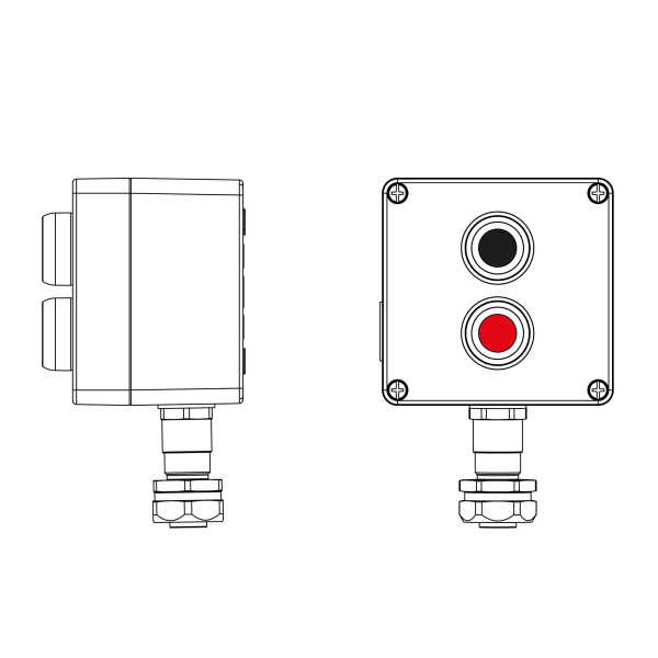 Взрывозащ. пост упр. из алюминия CPE-A-12-(1xP1B(11)-1xP1R(11))-1xKAEPM2MHK-20(C)1Ex d e IIC Т5 Gb / Ex tb IIIC T95°C Db IP66 DKC