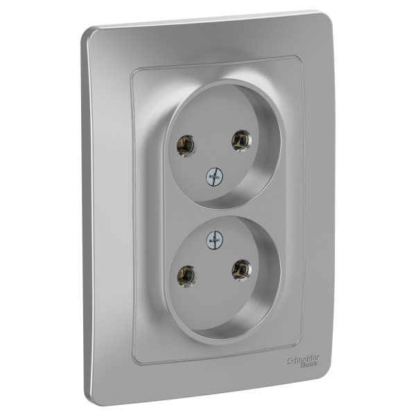 BLANCA Розетка СУ 2-м без з/з, без шторок 16А алюминий IP20 Schneider Electric