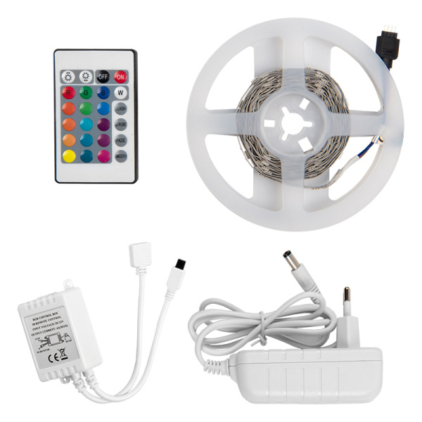 Лента светодиодная GLS-5050-30-7.2-12-IP20-PRO-RGB-3-KIT готовый комплект 3м с адаптером и IR контроллером General