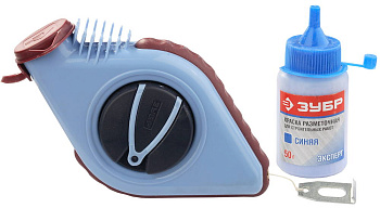 Нить разметочная для строительных работ в наборе с синей краской, 30м ЗУБР