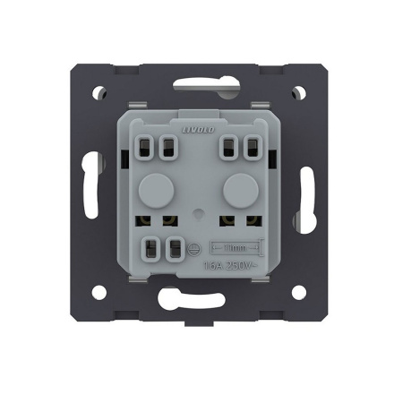 Розетка с заземлением защитными шторками водонепроницаемой крышкой черная (механизм) Livolo