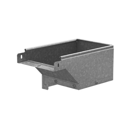 Поворот вертикальный вниз левый к лотку 100х100, толщ. 1,0 мм, гор. цинк Ostec