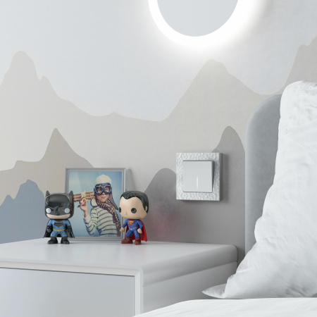 Выключатель одноклавишный с подсветкой (белый матовый) СУ IP20 Werkel