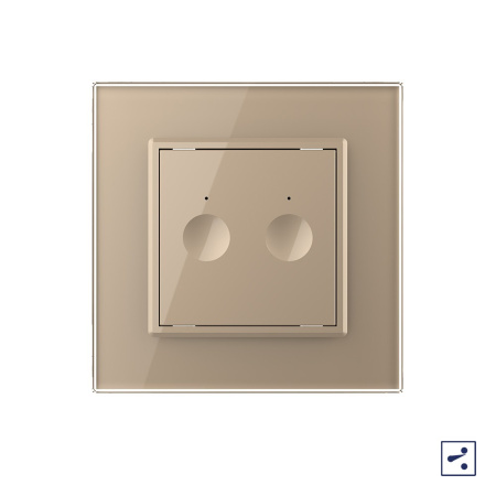 Двухклавишный проходной сенсорный выключатель Module, цвет золотой Livolo