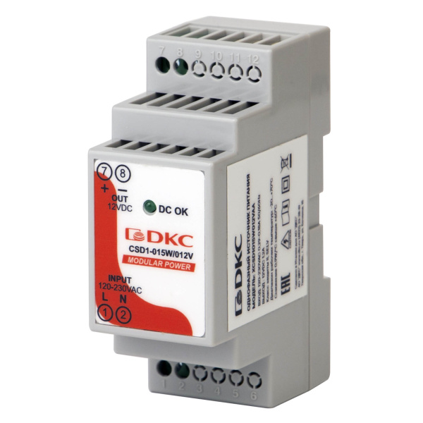 Источник питания "MODULAR POWER", однофазный, 15Вт, 1.2А, 12В DKC