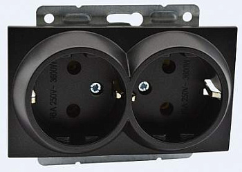 Despina/Larissa Механизм розетки без лицевой панели СУ 2 мест. (земля) 16А графит IP20 Mono