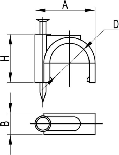 Скоба пластиковая с гвоздем, д.3 - 4мм DKC
