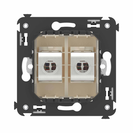 Компьютерная розетка RJ-45 без шторки в стену, кат.6А двойная экранированная, "Avanti", "Ванильная дымка" DKC