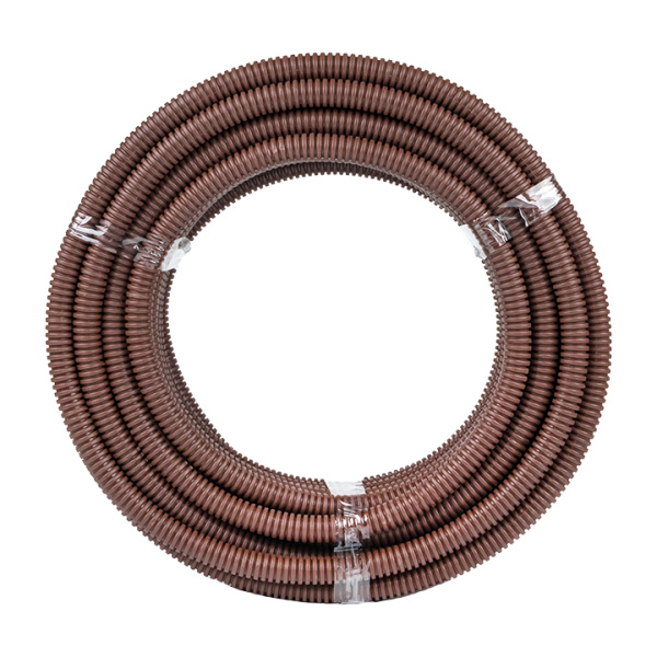 Труба гофр, ПВХ с протяжкой d20 мм (25 м) темное дерево EKF-Plast