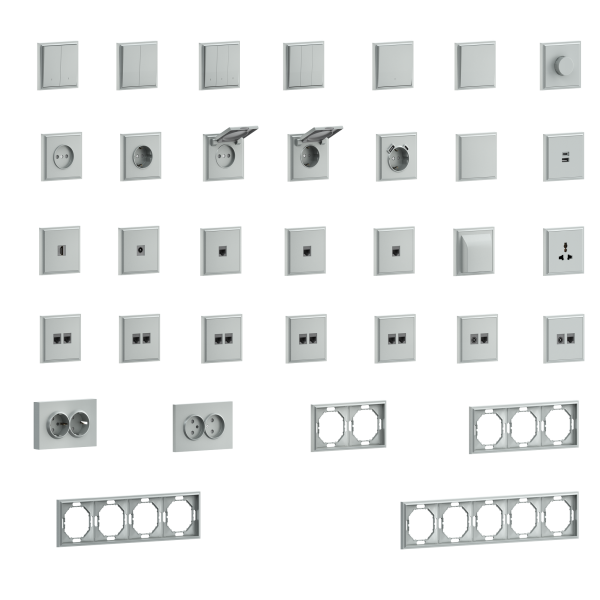 Donel S08 серый графит накладка для розетки Schuko с зарядным устройством USB A+C, со шторками 16A 250 В~,серия DB