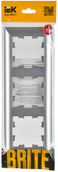 BRITE Рамка 3-мест. РУ-3-Бр алюм./алюм. IEK