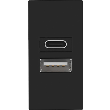 Donel USB зарядное устройство, 2.1A, Type A + C, 1 мод., черн. (22.5х45мм)