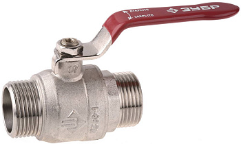 Кран шаровой 3/4" полнопроходной "папа-папа", ручка, никелированная латунь ЗУБР