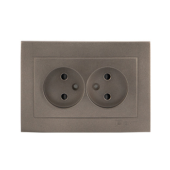 Валенсия Лицевая панель розетка 2-местной б/з 10А графит с защ, штор, EKF