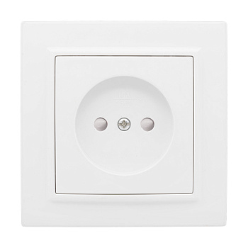 Минск Розетка 1-местная СП без заземления, 10 А, с защ,штор,, белая EKF