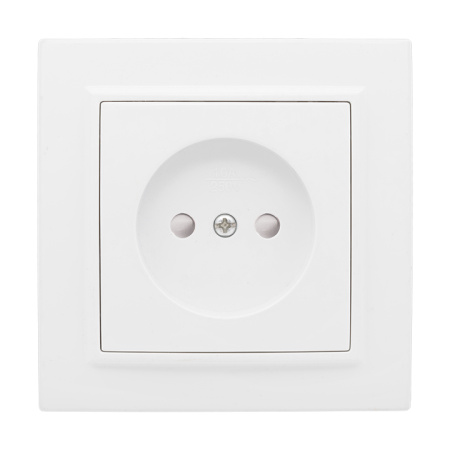 Минск Розетка 1-местная СП без заземления, 10 А, с защ,штор,, белая EKF