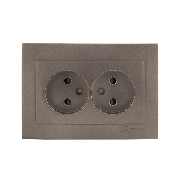 Валенсия Лицевая панель розетка 2-местной б/з 10А графит с защ, штор, EKF
