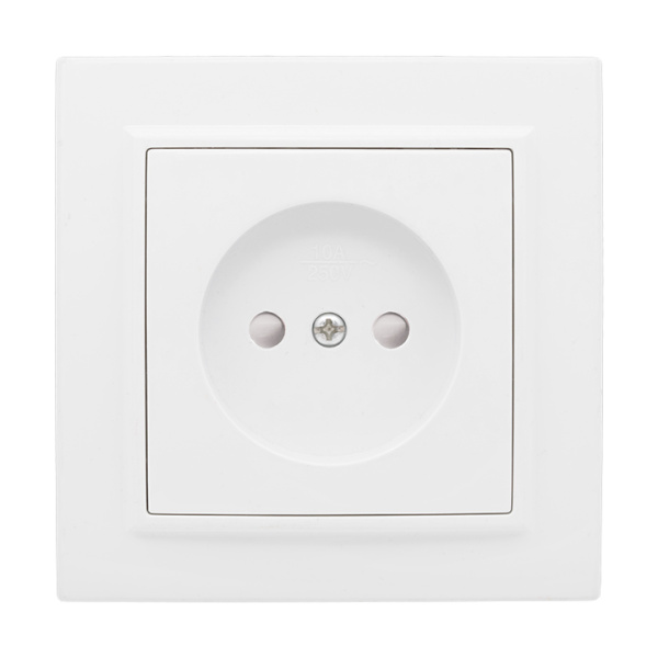 Минск Розетка 1-местная СП без заземления, 10 А, с защ,штор,, белая EKF