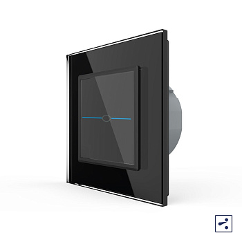 Сенсорный проходной выключатель Quadro 1 клавиша 1 пост Черный Livolo