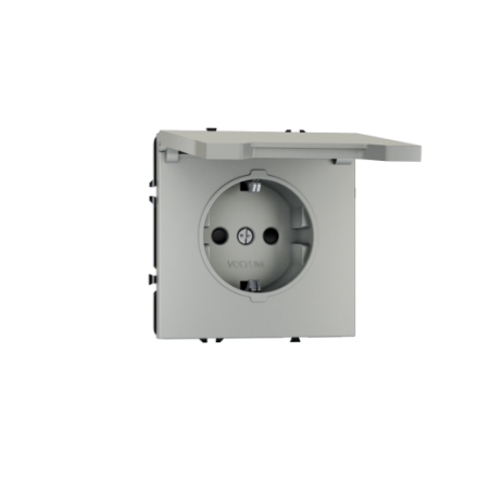 Розетка встраиваемая Voltum S70 с заземлением, защитными шторками и крышкой 16А, (сталь)