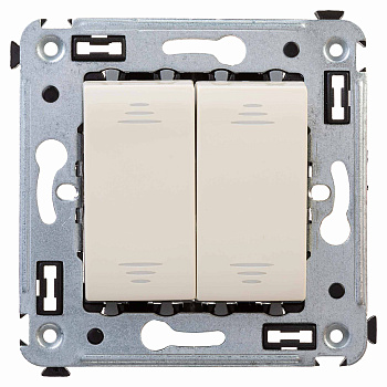 Переключатель двухклавишный в стену, "Avanti", "Ванильная дымка" DKC