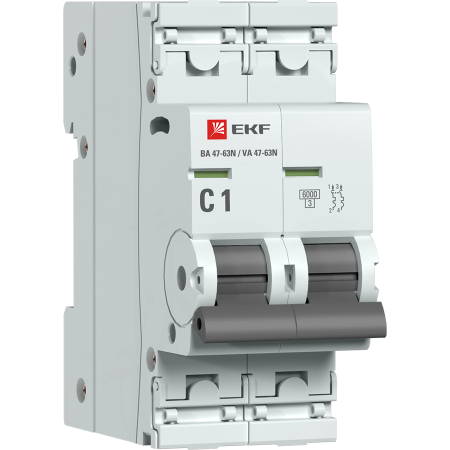 Выключатель автоматический ВА МОД 2П 1А C 6кА ВА 47-63N PROxima EKF Выключатель автоматический ВА МОД 2П 1А C 6кА ВА 47-63N PROxima EKF