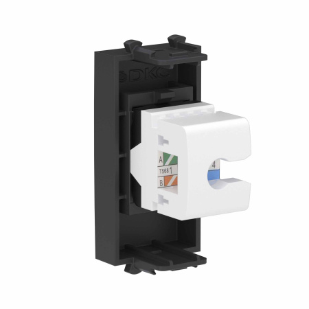 Компьютерная розетка RJ-45 без шторки модульная ,кат.6, "Avanti", "Черный матовый", 1 модуль DKC