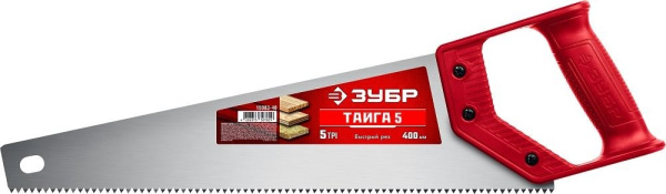 Ножовка для быстрого реза "ТАЙГА-5" 400 мм, 5 TPI, быстрый рез поперек волокон, для крупных и средних заготовок, ЗУБР Ножовка для быстрого реза "ТАЙГА-5" 400 мм, 5 TPI, быстрый рез поперек волокон, для крупных и средних заготовок, ЗУБР