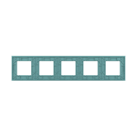 Рамка для розетки 5 постов, цвет зеленый, стекло Livolo