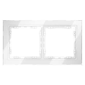 Рамка стеклянная Voltum S70 на 2 поста, (белый, стекло)