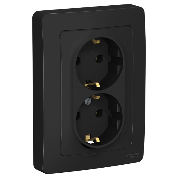 BLANCA С/У РОЗЕТКА двойная с заземлением без шторок, 16А, 250В, АНТРАЦИТ Systeme Electric