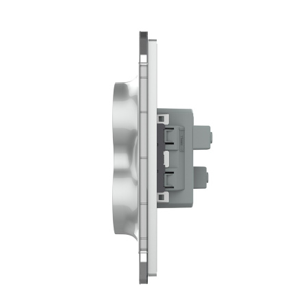 Розетка Livolo электрическая двойная 1 пост с заземлением, рамкой, защитными шторками 16A, цвет серый VL-C7CTF16A.TF16A-IP