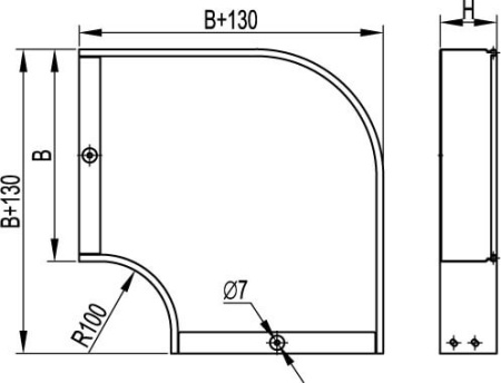 Угол CPO 90 горизонтальный 90° 600x50, горячеоцинкованный DKC