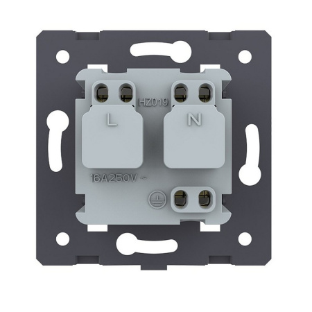 Розетка электрическая с заземлением защитными шторками 16A, цвет синий (механизм) Livolo