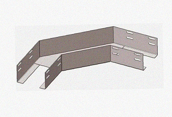Лоток угловой перфорированный КГ 300х65-135 УТ1,5 поворот на 135, оцинкованный лист S1,5