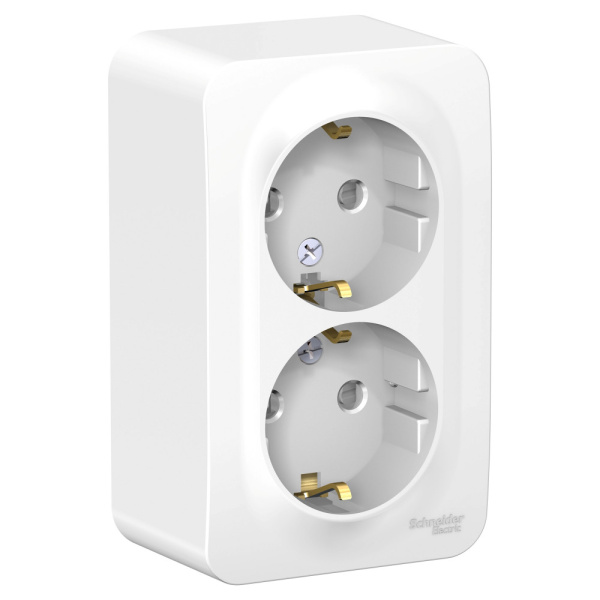 BLANCA Розетка 2местная ОП с заземлением, со шторками 16А белый IP20 Schneider Electric