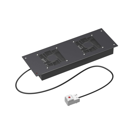 Потолочный модуль 2 вентилятора с термостатом для крыши навесных и напольных 19" IT-корпусов ДКС серии STI/CQE шириной 600мм,RAL9005 DKC