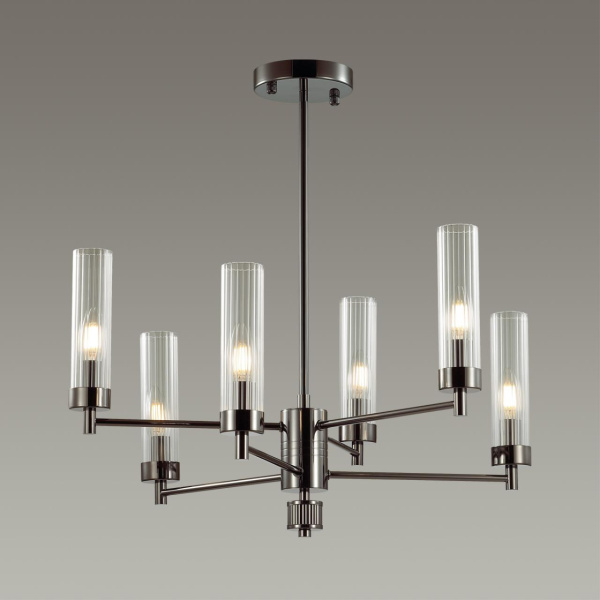 Люстра потолочная E14 6*40W 220V KAMILLA черный хром LUMION